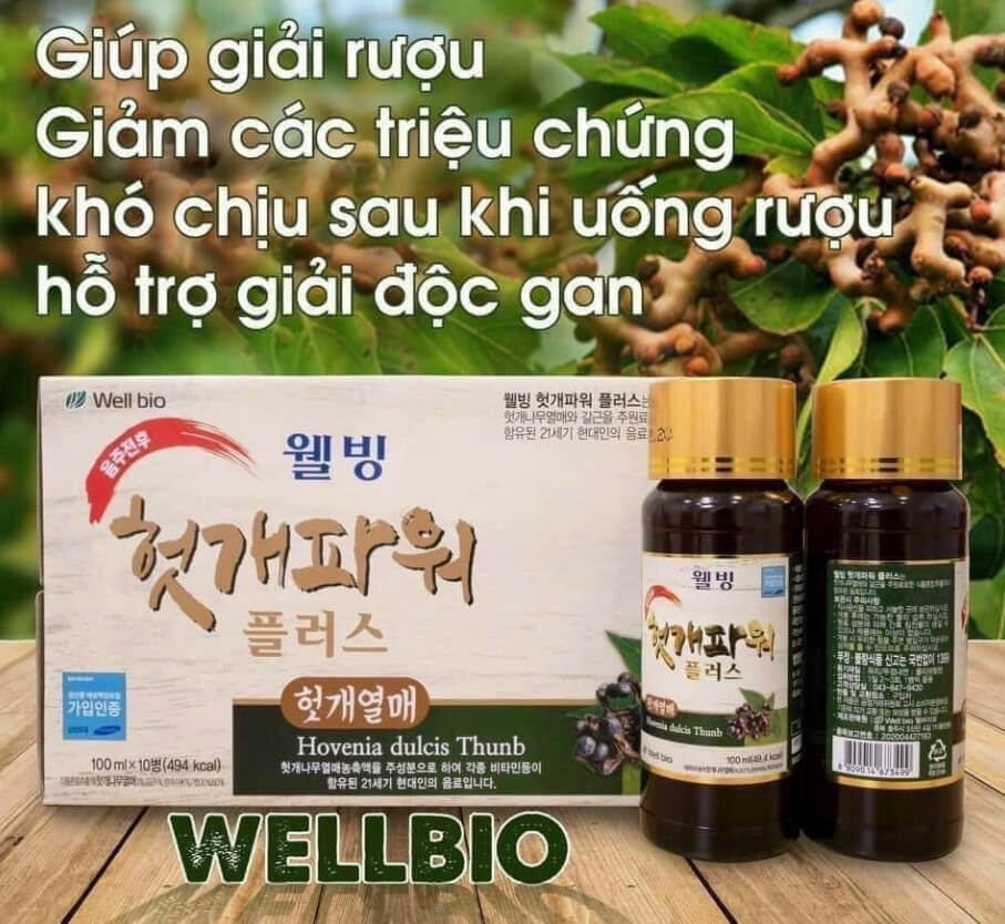 Nước giải rượu bổ gan Wellbio Hàn Quốc, hộp 10 chai Nước giải rượu bổ gan Wellbio Hàn Quốc, hộp 10 chai