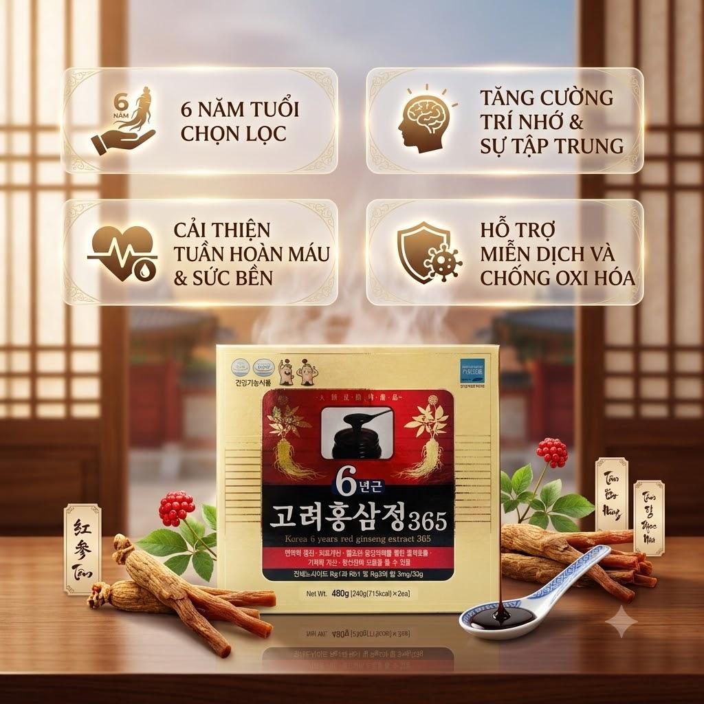 Cao Hồng Sâm 365 Hàn Quốc 6 Năm Tuổi 480g Chính Hãng Cao Hồng Sâm 365 Hàn Quốc 6 Năm Tuổi 480g Chính Hãng