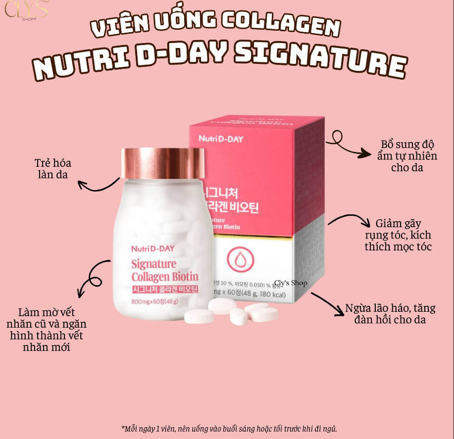 Viên uống Nutri D Day Signature Collagen Biotin Hàn Quốc