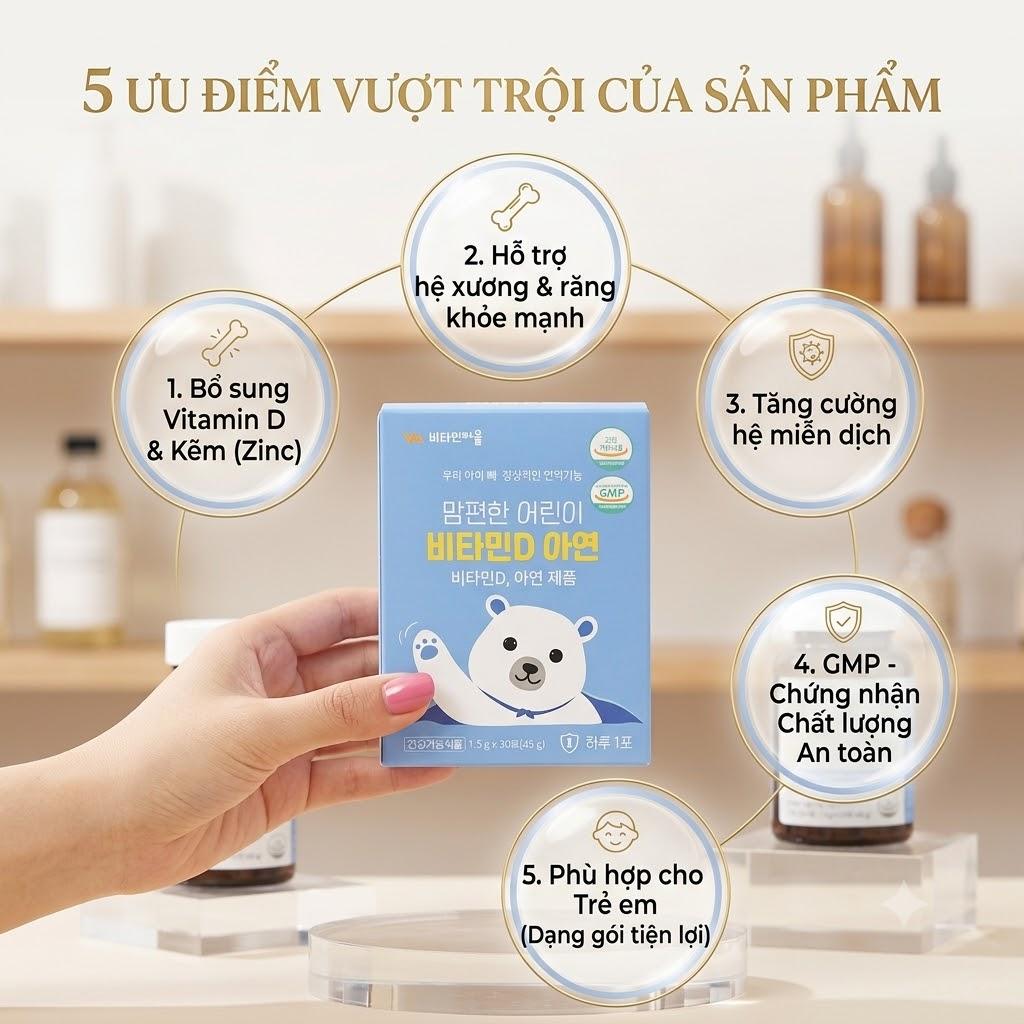 Bột Enzym Phát Triển Chiều Cao Cho Bé VA Vitamin Bear Vitamin D & Zinc 30 Gói Bột Enzym Phát Triển Chiều Cao Cho Bé VA Vitamin Bear Vitamin D & Zinc 30 Gói