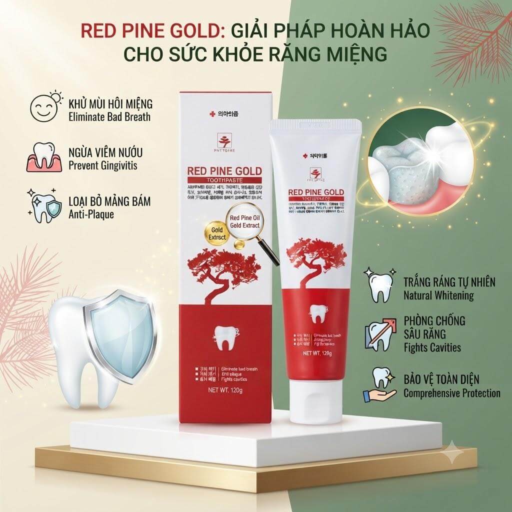 Kem Đánh Răng Red Pine Gold Toothpaste 120g Hàn Quốc Kem Đánh Răng Red Pine Gold Toothpaste 120g Hàn Quốc