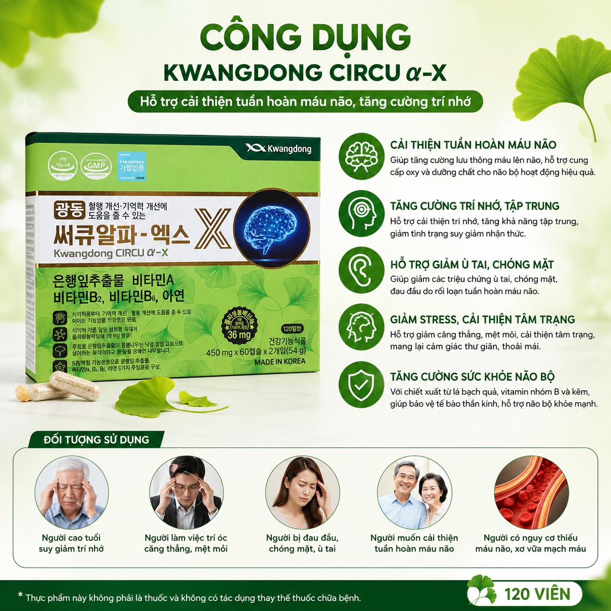 Bổ Não Ngân Hạnh Kwangdong Circu α-X Hàn Quốc