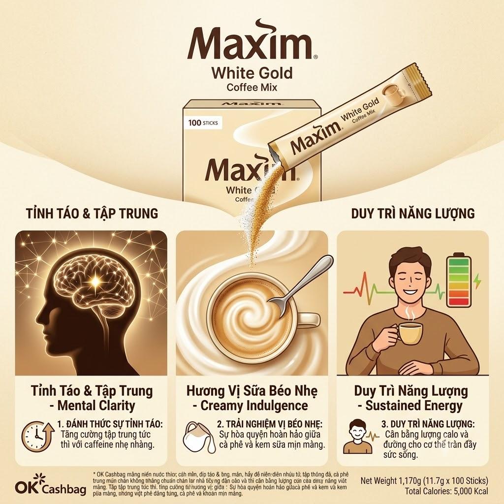 Cà phê Maxim White Gold Coffee Mix Hàn Quốc Cà phê Maxim White Gold Coffee Mix Hàn Quốc
