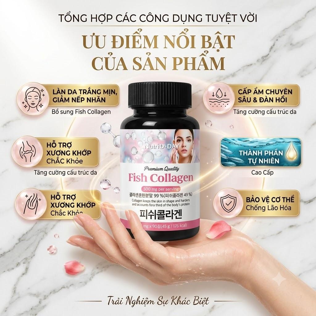 Collagen cá cao cấp NutriD-Day hộp 90 viên Collagen cá cao cấp NutriD-Day hộp 90 viên
