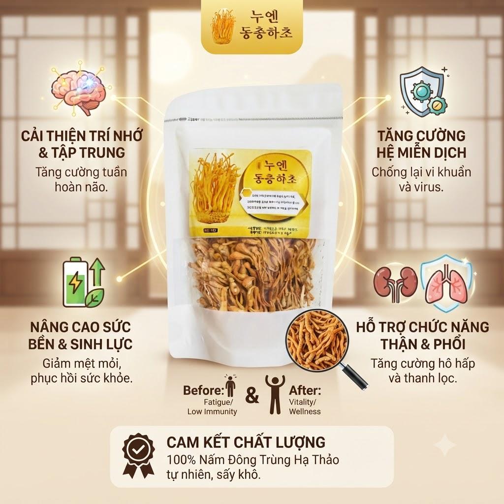Đông trùng hạ thảo khô Hàn Quốc 50g Đông trùng hạ thảo khô Hàn Quốc 50g