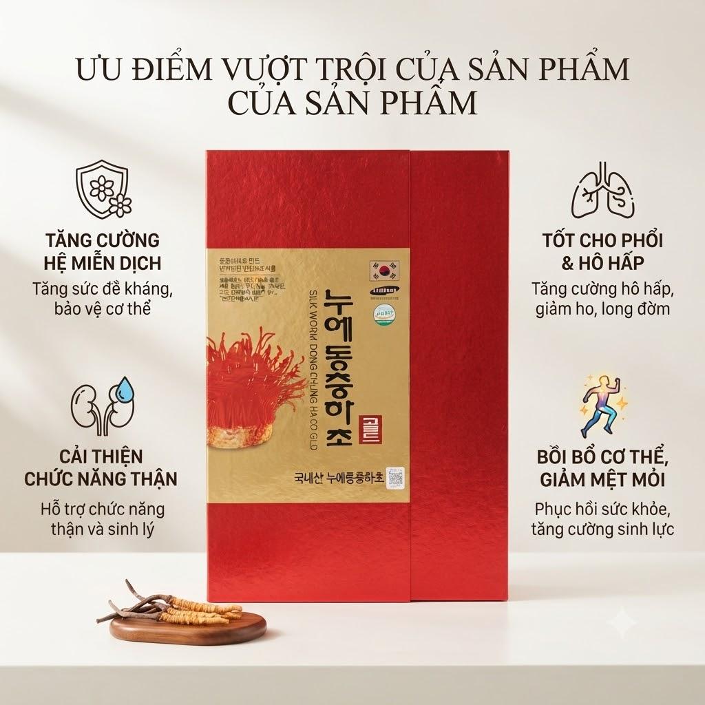 Đông trùng Silk Worm Dong Chung Ha Cho Gold Đông trùng Silk Worm Dong Chung Ha Cho Gold