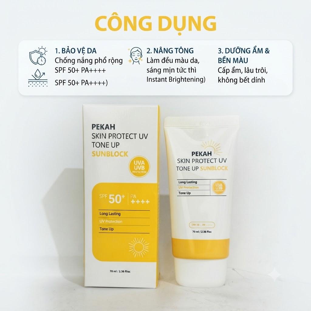 Kem Chống Nắng PEKAH Skin Protect UV Tone Up Sunblock SPF50+ PA++++ Kem Chống Nắng PEKAH Skin Protect UV Tone Up Sunblock SPF50+ PA++++