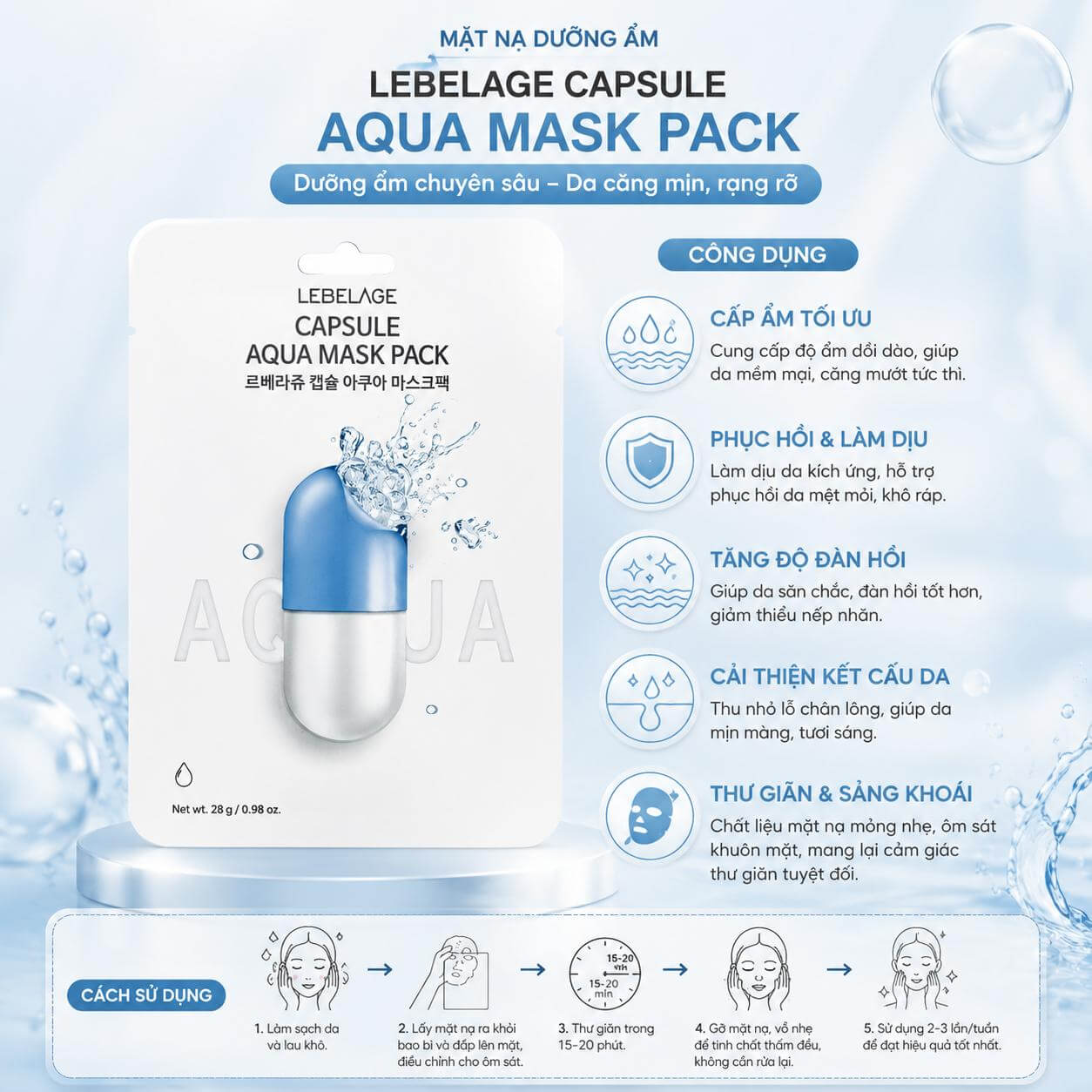 Mặt nạ Lebelage Capsule Aqua Mask Pack Hàn Quốc Mặt nạ Lebelage Capsule Aqua Mask Pack Hàn Quốc