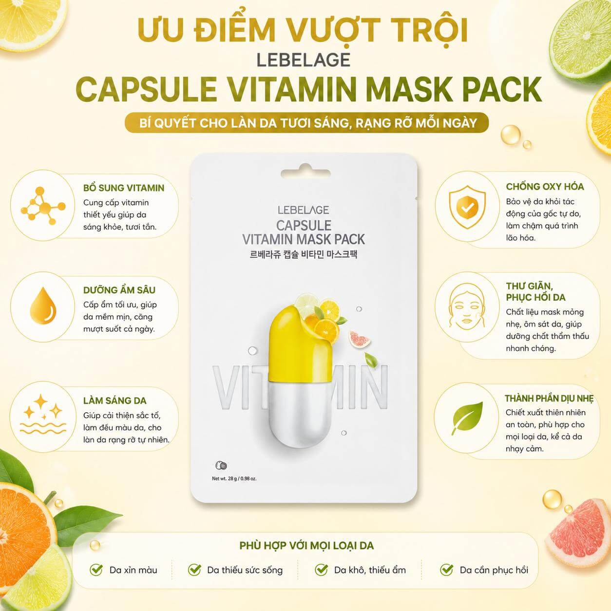 Mặt nạ LEBELAGE Capsule Vitamin Mask Pack Hàn Quốc Mặt nạ LEBELAGE Capsule Vitamin Mask Pack Hàn Quốc