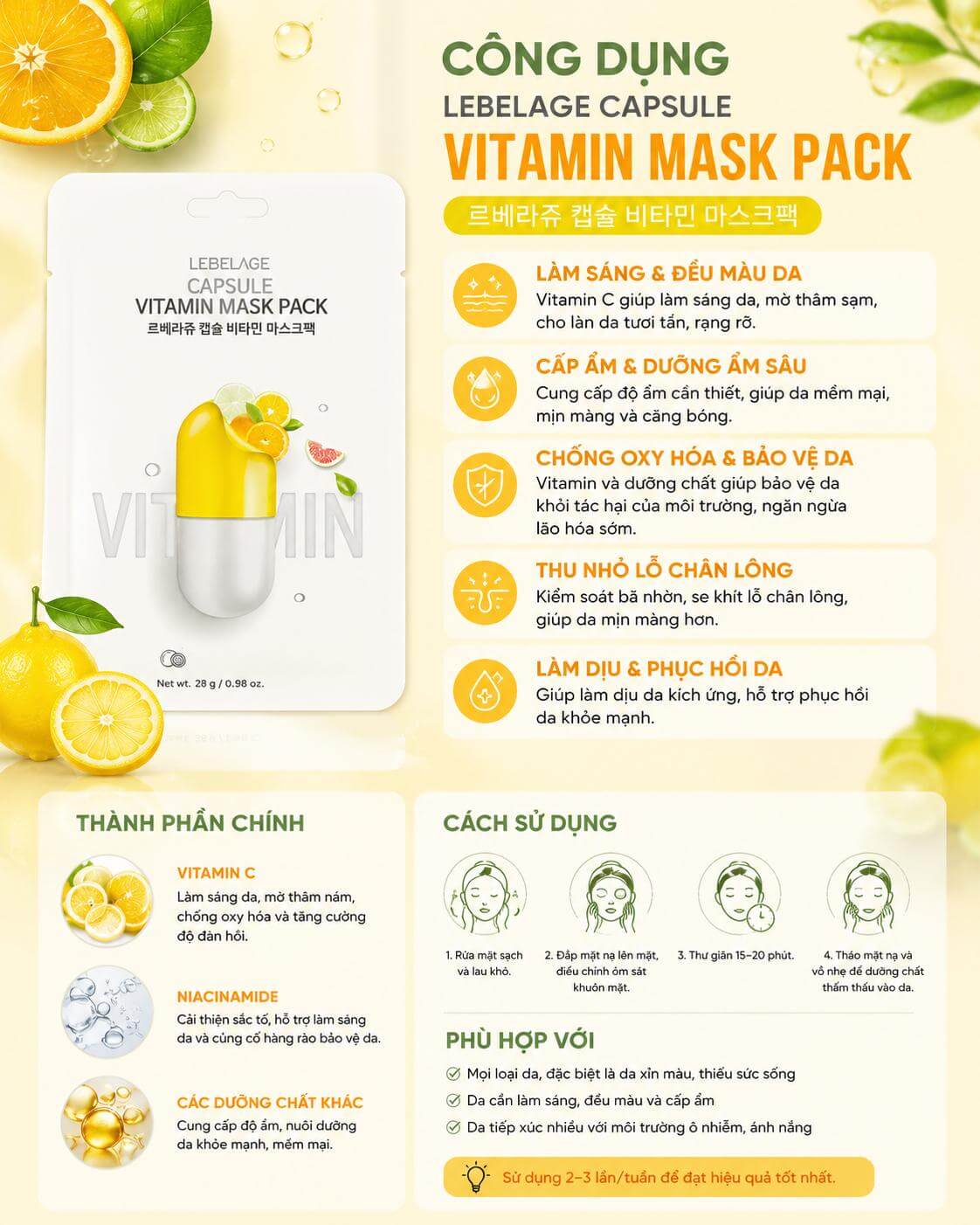 Mặt nạ LEBELAGE Capsule Vitamin Mask Pack Hàn Quốc Mặt nạ LEBELAGE Capsule Vitamin Mask Pack Hàn Quốc
