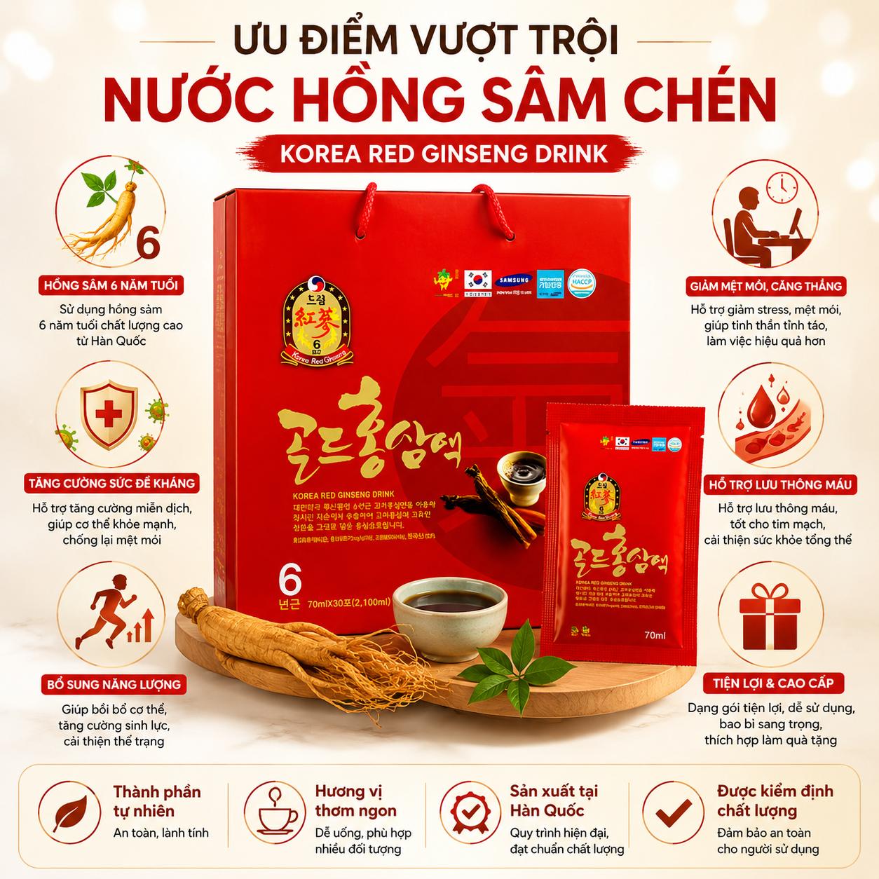 Nước hồng sâm chén Korea Red Ginseng Drink Nước hồng sâm chén Korea Red Ginseng Drink