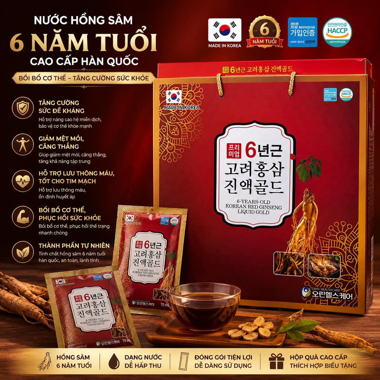 Nước sâm 6 Years Old Korean Red Ginseng Liquid Gold Nước sâm 6 Years Old Korean Red Ginseng Liquid Gold
