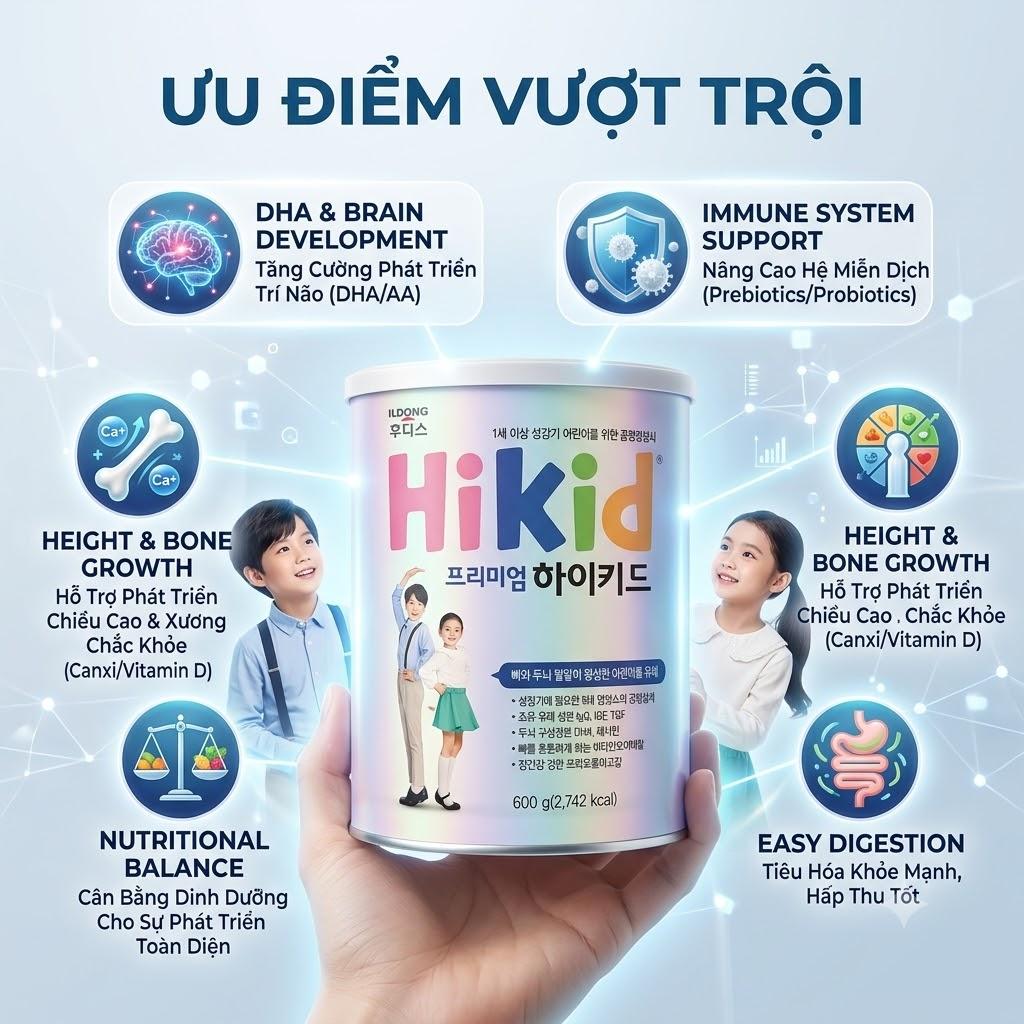Sữa HiKid Premium Hàn Quốc 600g Sữa HiKid Premium Hàn Quốc 600g