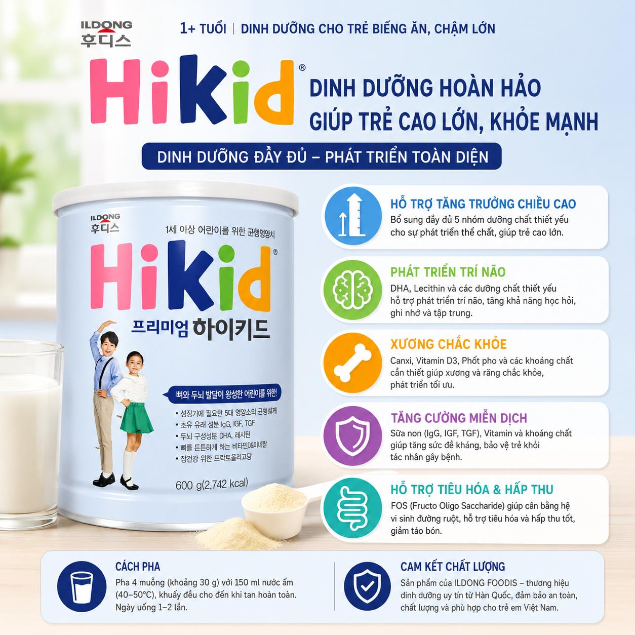Sữa HiKid Premium Hàn Quốc 600g Sữa HiKid Premium Hàn Quốc 600g