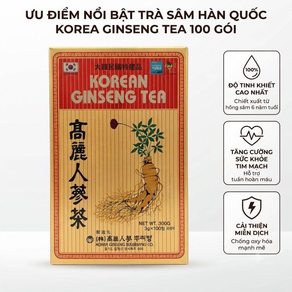 Trà Sâm Hàn Quốc Korean Ginseng Tea 100 Gói Trà Sâm Hàn Quốc Korean Ginseng Tea 100 Gói