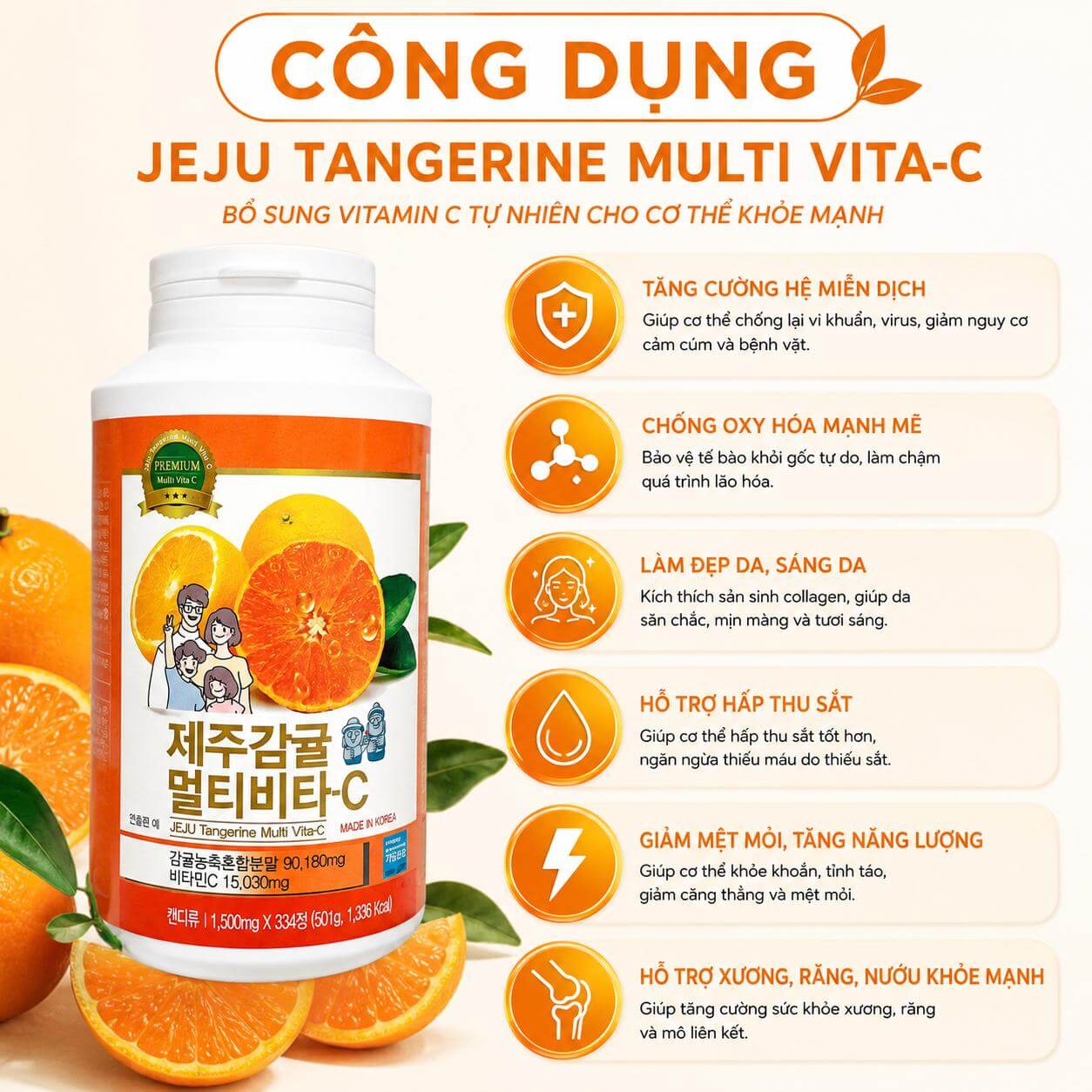 Vitamin C Jeju Tangerine Multi Vita-C Premium Hàn Quốc 334 viên Vitamin C Jeju Tangerine Multi Vita-C Premium Hàn Quốc 334 viên